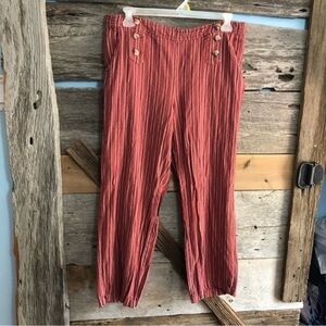 MAURICES Size XL Rust Loose Fit Striped Pants